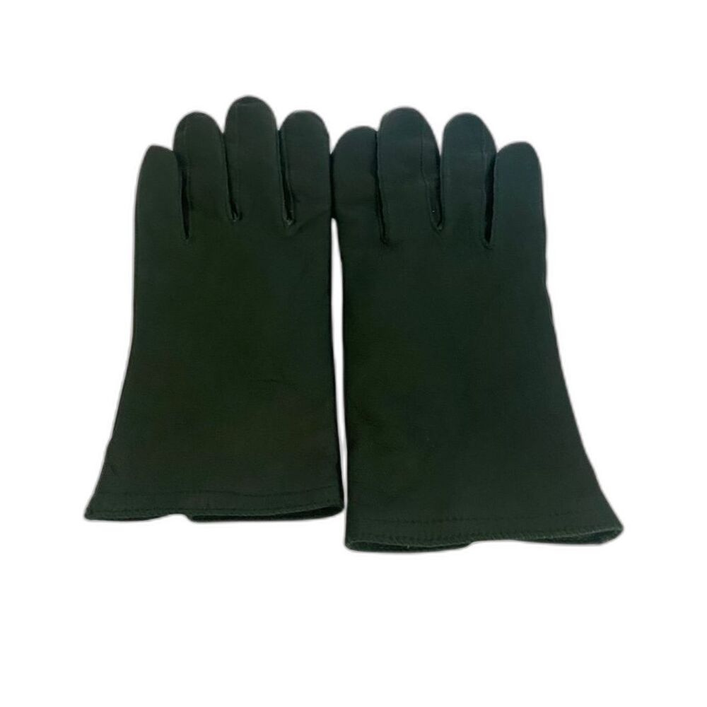 Icetoner Women's Green Leather Driving Gloves Flannel Lined Size 7.5 Preowned